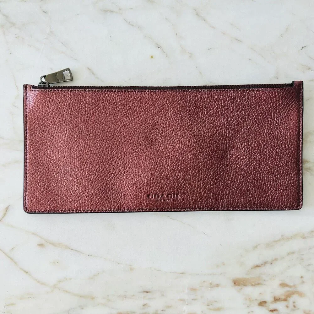 COACH Metallic Cherry Leather Multiple Journal Pop Out Pouch Crossbody Bag